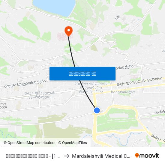 უნივერსიტეტის ქუჩა - [1266] to Mardaleishvili Medical Centre map