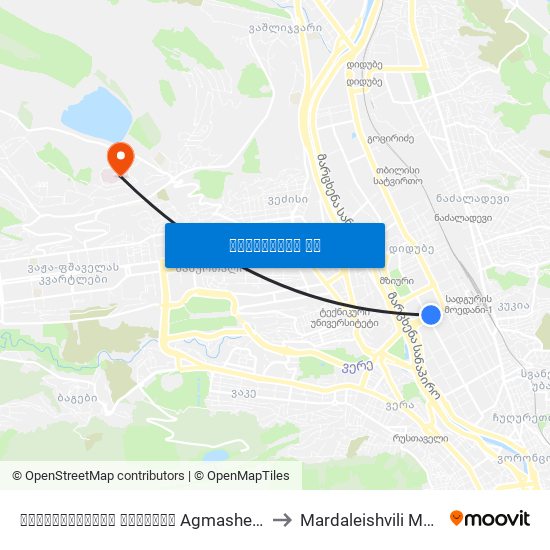 აღმაშენებლის გამზირი Agmashenebeli Ave.-  Id:2786 to Mardaleishvili Medical Centre map