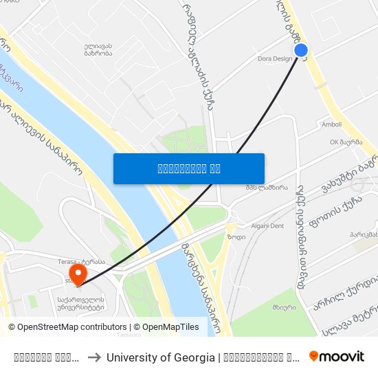დიდუბის პანთეონი to University of Georgia | საქართველოს უნივერსიტეტი map