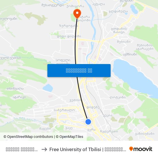 გმირთა მოედანი - [803] to Free University of Tbilisi | თავისუფალი უნივერსიტეტი map