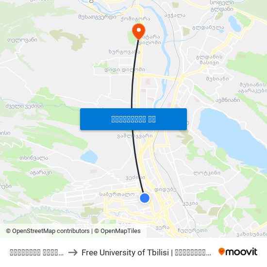 ცინცაძის ქუჩა  - [930] to Free University of Tbilisi | თავისუფალი უნივერსიტეტი map