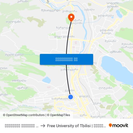 ყაზბეგის გამზირი #2 - [1004] to Free University of Tbilisi | თავისუფალი უნივერსიტეტი map