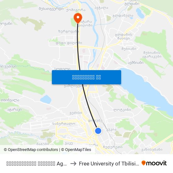 აღმაშენებლის გამზირი Agmashenebeli Ave.-  Id:2786 to Free University of Tbilisi | თავისუფალი უნივერსიტეტი map