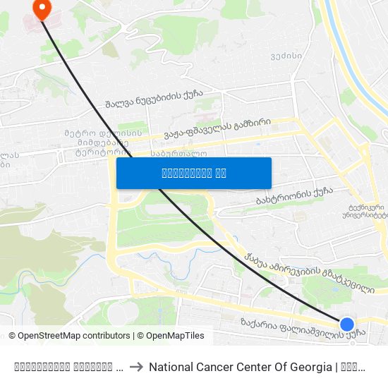 ჭავჭავაძის გამზირი #20 Id:3958 to National Cancer Center Of Georgia | ონკოლოგიის ეროვნული ცენტრი map