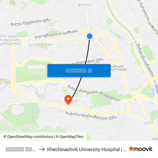 ყაზბეგის გამზირი #2 - [1004] to Khechinashvili University Hospital | ხეჩინაშვილის საუნივერსიტეტო კლინიკა map