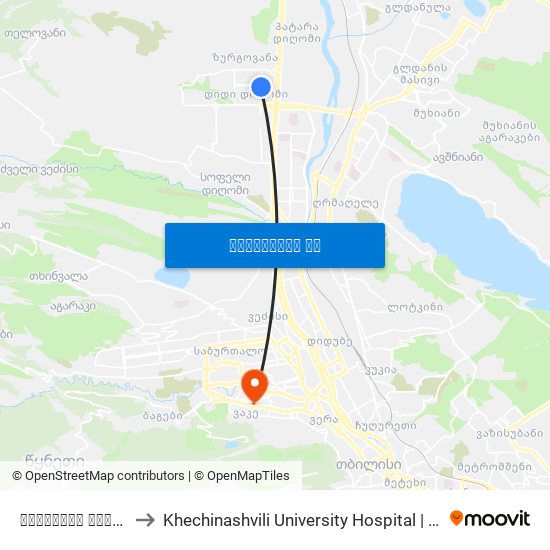 ფარნავაზ მეფის ქუჩა - [2497] to Khechinashvili University Hospital | ხეჩინაშვილის საუნივერსიტეტო კლინიკა map