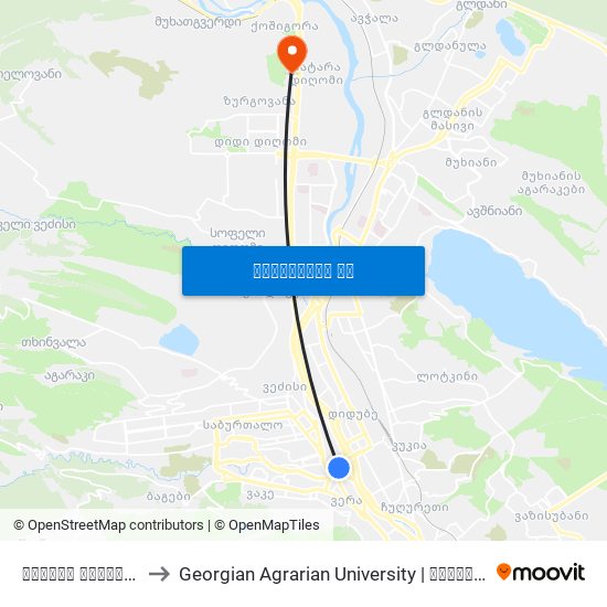 გმირთა მოედანი #1 - [811] to Georgian Agrarian University  | საქართველოს აგრარული უნივერსიტეტი map