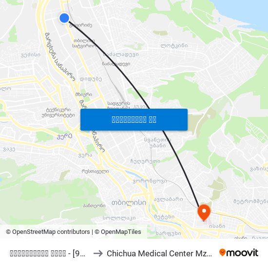 სამტრედიის ქუჩა - [904] to Chichua Medical Center Mzera map