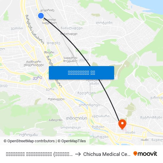 გამოფენა ექსპოჯორჯია (მოპირდაპირედ) - [905] to Chichua Medical Center Mzera map