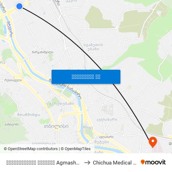 აღმაშენებლის გამზირი Agmashenebeli Ave.-  Id:2786 to Chichua Medical Center Mzera map
