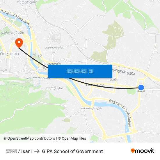 ისანი / Isani to GIPA School of Government map
