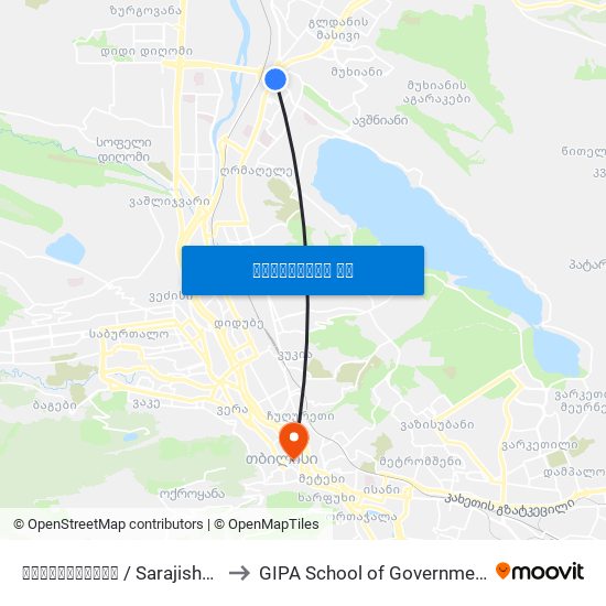 სარაჯიშვილი  / Sarajishvili to GIPA School of Government map