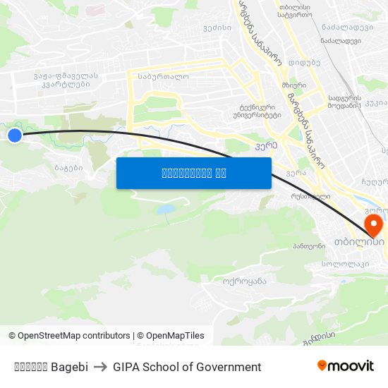 ბაგები Bagebi to GIPA School of Government map