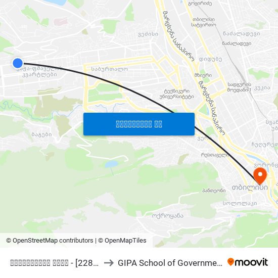 შავიშვილის ქუჩა - [2285] to GIPA School of Government map