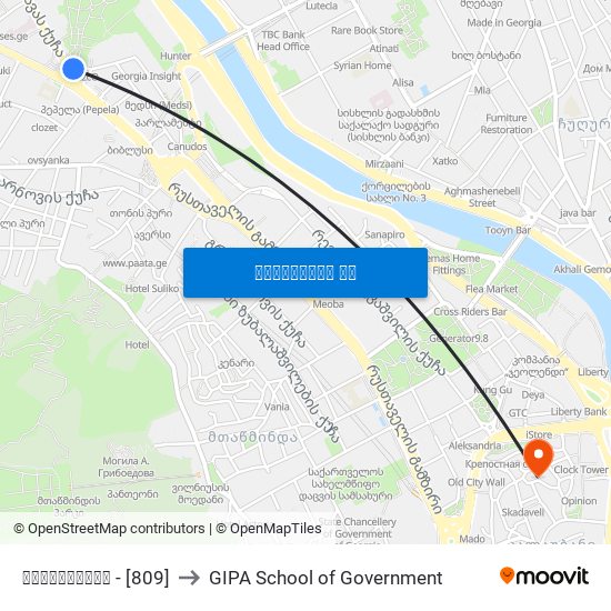 ფილარმონია - [809] to GIPA School of Government map