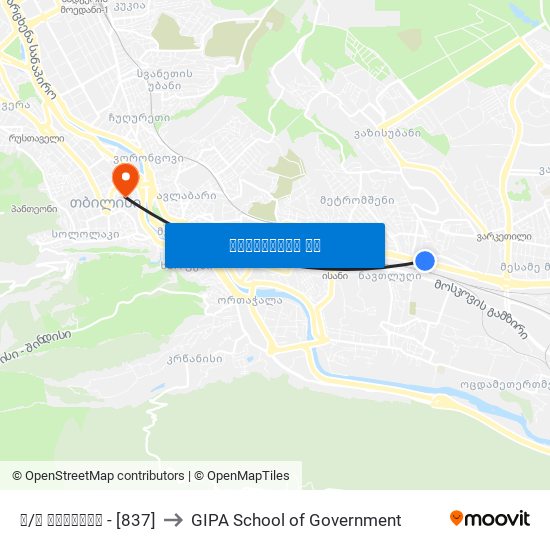 მ/ს სამგორი - [837] to GIPA School of Government map