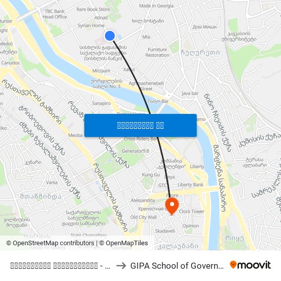 მიხაილოვის საავადმყოფო - [866] to GIPA School of Government map