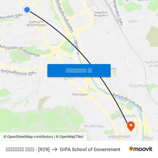 ცინცაძის ქუჩა  - [929] to GIPA School of Government map