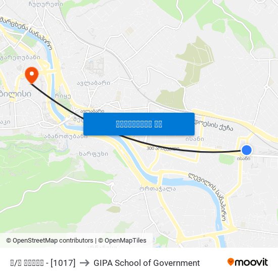 მ/ს ისანი - [1017] to GIPA School of Government map