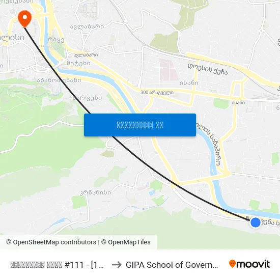 გორგასლის ქუჩა #111 - [1660] to GIPA School of Government map