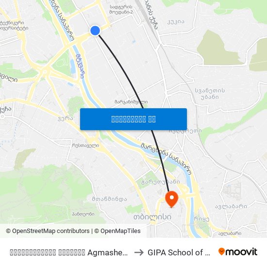 აღმაშენებლის გამზირი Agmashenebeli Ave.-  Id:2786 to GIPA School of Government map