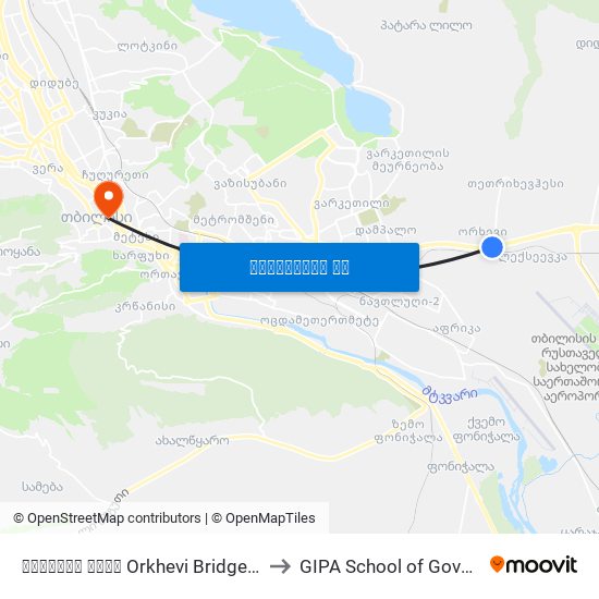 ორხევის ხიდი Orkhevi Bridge - Id:3024 to GIPA School of Government map