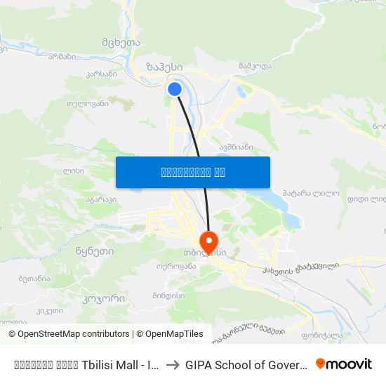 თბილისი მოლი Tbilisi Mall - Id:3473 to GIPA School of Government map