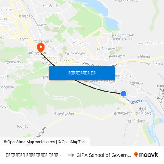 დოსითეოს ქუთათელის ქუჩა - 3482 to GIPA School of Government map