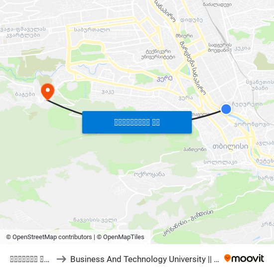 დიმიტრი უზნაძის ქუჩა, 2 to Business And Technology University || ბიზნესისა და ტექნოლოგიების უნივერსიტეტი map