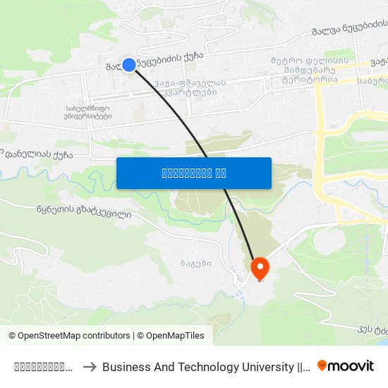 შავიშვილის ქუჩა - [2285] to Business And Technology University || ბიზნესისა და ტექნოლოგიების უნივერსიტეტი map