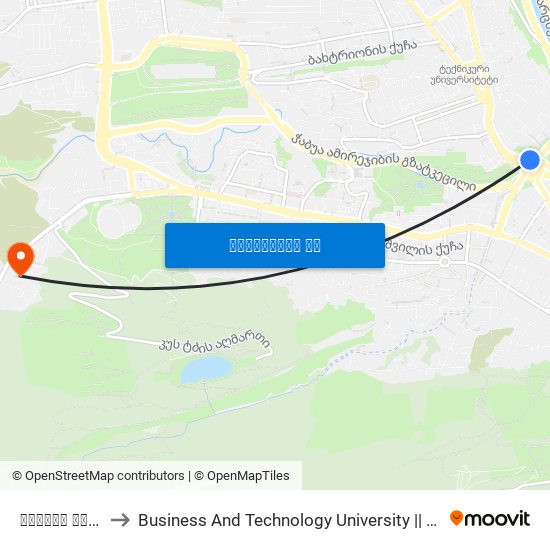 გმირთა მოედანი - [803] to Business And Technology University || ბიზნესისა და ტექნოლოგიების უნივერსიტეტი map