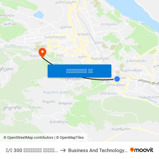 მ/ს 300 არაგველი მოპირდაპირედ Opposite To M/S 300 Aragveli - Id:831 to Business And Technology University || ბიზნესისა და ტექნოლოგიების უნივერსიტეტი map