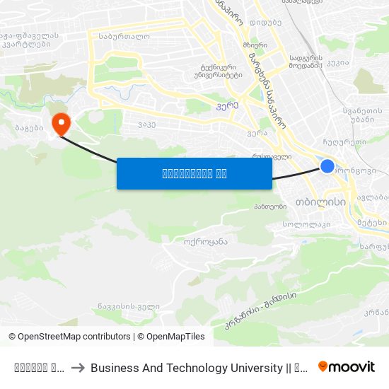 მშრალი ხიდი - [864] to Business And Technology University || ბიზნესისა და ტექნოლოგიების უნივერსიტეტი map