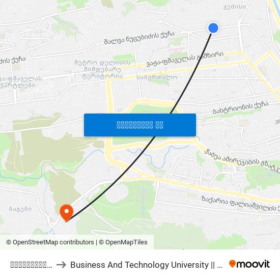 ტაშკენტის ქუჩა - [939] to Business And Technology University || ბიზნესისა და ტექნოლოგიების უნივერსიტეტი map