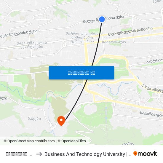 ნუცუბიძის ქუჩა#21 - [948] to Business And Technology University || ბიზნესისა და ტექნოლოგიების უნივერსიტეტი map