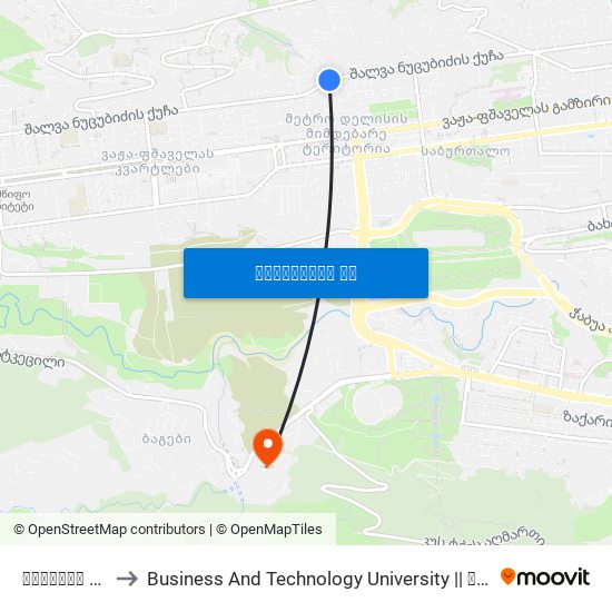 თავაძის ქუჩა - [951] to Business And Technology University || ბიზნესისა და ტექნოლოგიების უნივერსიტეტი map
