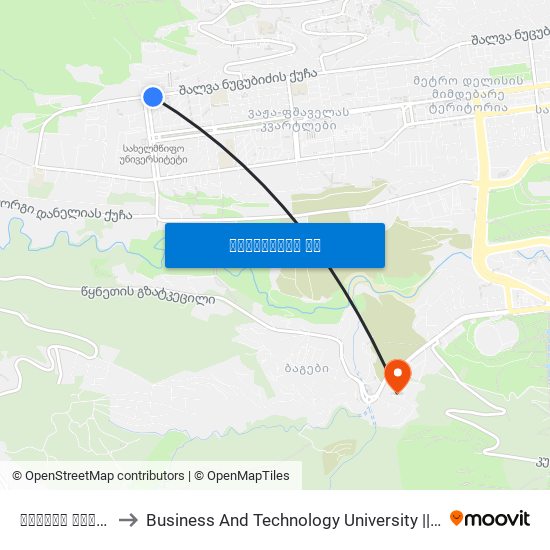 სანდრო ეულის ქუჩა - [964] to Business And Technology University || ბიზნესისა და ტექნოლოგიების უნივერსიტეტი map