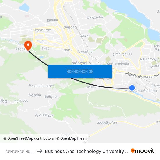 სტადიონი შევარდენი - [1029] to Business And Technology University || ბიზნესისა და ტექნოლოგიების უნივერსიტეტი map