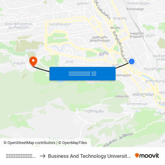 მარჯანიშვილის თეატრი - [1213] to Business And Technology University || ბიზნესისა და ტექნოლოგიების უნივერსიტეტი map