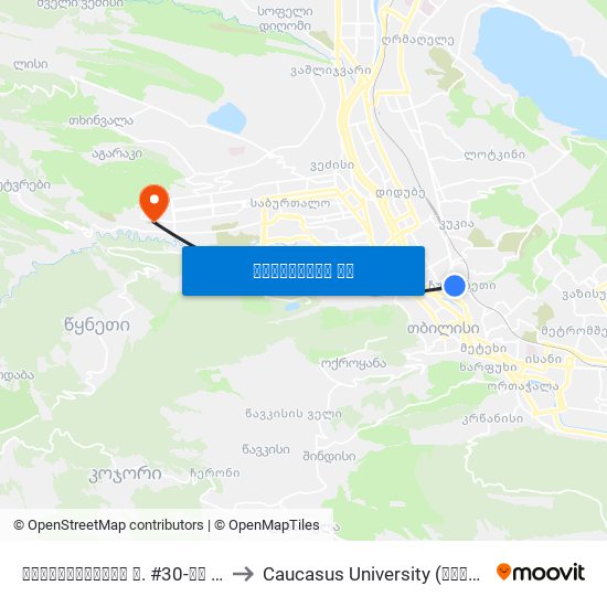 ჯავახიშვილის ქ. #30-ის მიმდებარედ - 3737 to Caucasus University (კავკასიის უნივერსიტეტი) map