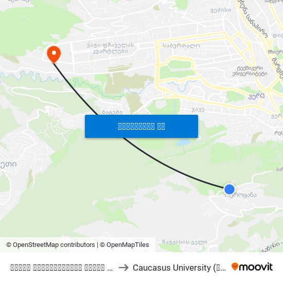 დავით გურამიშვილის ქუჩის #11-ის მიმდებარედ - 3818 to Caucasus University (კავკასიის უნივერსიტეტი) map