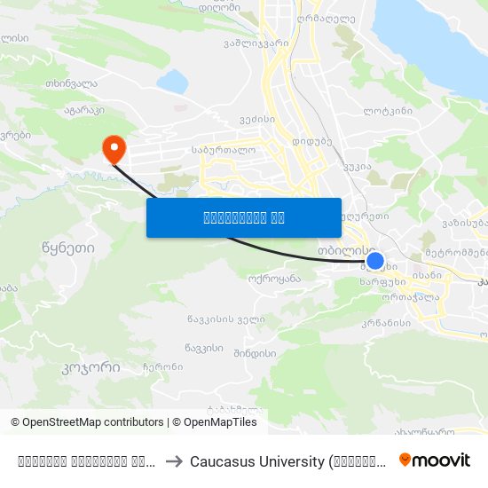 ქეთევან დედოფლის გამზირი - 3703 to Caucasus University (კავკასიის უნივერსიტეტი) map