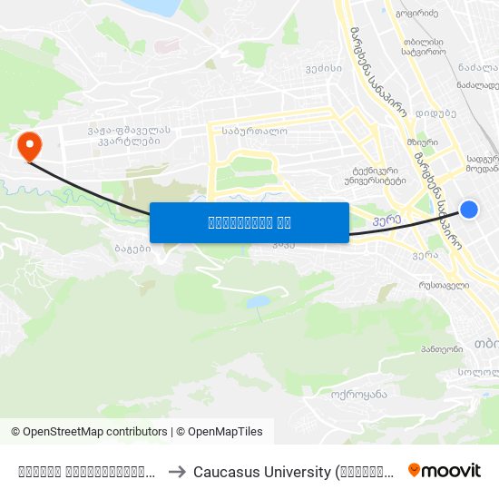 გიორგი ტოვსტონოგოვის ქუჩა - 914 to Caucasus University (კავკასიის უნივერსიტეტი) map