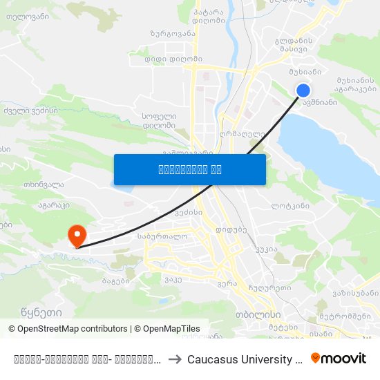 თემქა-მუხიანის გზა- ლეკიშვილის ქ-ის გადაკვეთასთან - [2096] to Caucasus University (კავკასიის უნივერსიტეტი) map