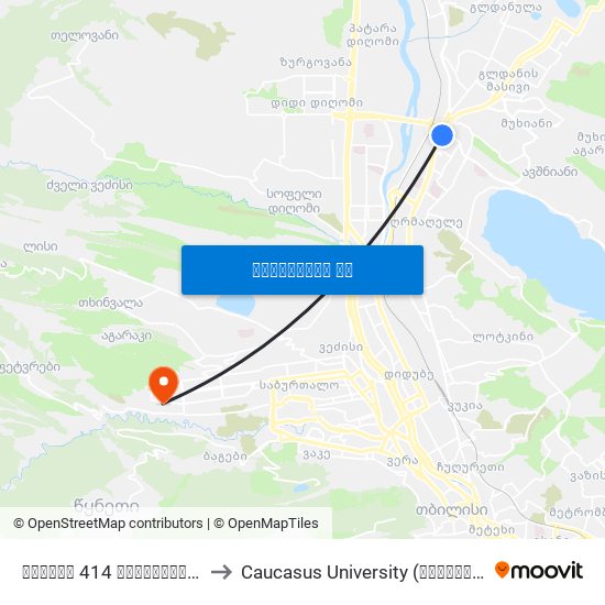 ანაპის 414 დივიზიის ქუჩა - [2171] to Caucasus University (კავკასიის უნივერსიტეტი) map