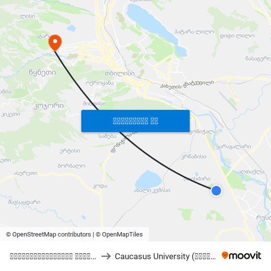 სასჯელაღსრულების დაწესებულება - [2947] to Caucasus University (კავკასიის უნივერსიტეტი) map