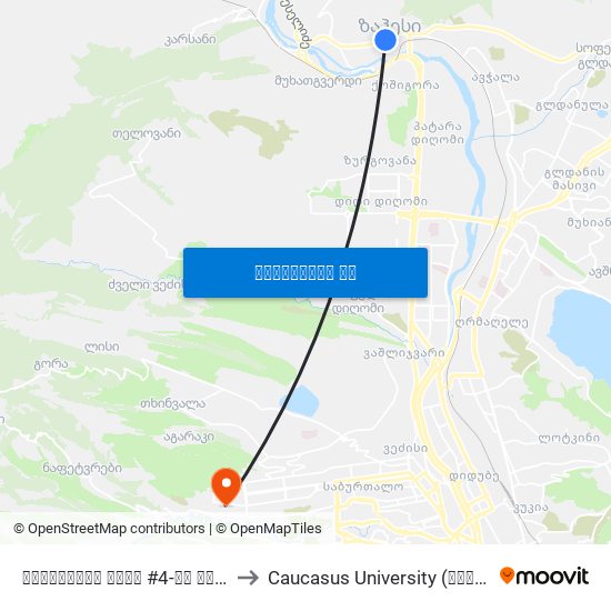 ჭიჭინაძის ქუჩა #4-ის მოპირდაპირედ - [3553] to Caucasus University (კავკასიის უნივერსიტეტი) map