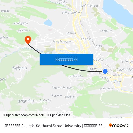 ავლაბარი / Avlabari to Sokhumi State University | სოხუმის სახელმწიფო უნივერსიტეტი map