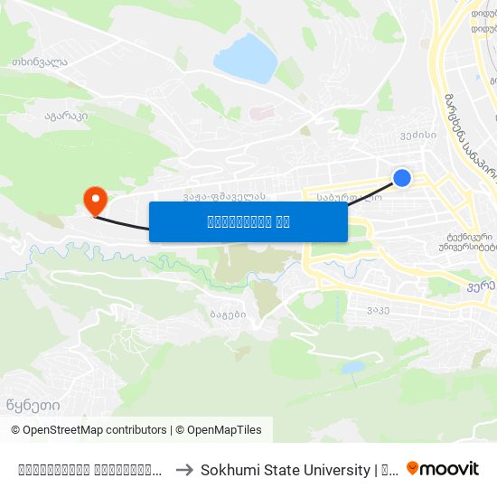 სამედიცინო უნივერსიტეტი / Medical University to Sokhumi State University | სოხუმის სახელმწიფო უნივერსიტეტი map