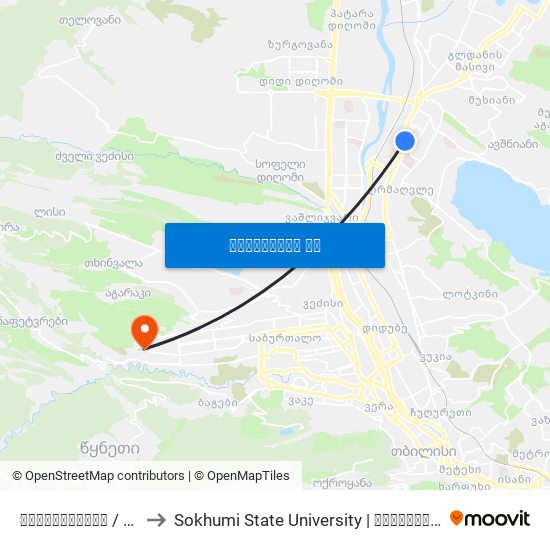 გურამიშვილი  / Guramishvili to Sokhumi State University | სოხუმის სახელმწიფო უნივერსიტეტი map